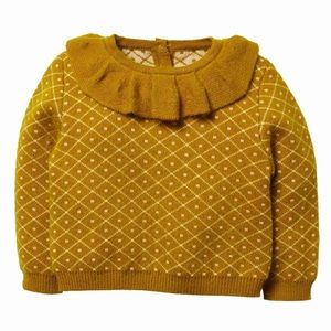 Marie Chantel Mustard and Blush Diane Ruffle Sweater